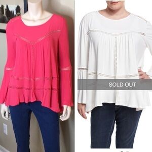 Cirana Coral Bell Sleeves Pullover Top. D/A139/4